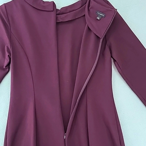 TALBOTS Women's Long Sleeve Collared Burgundy Sheath Dress - Size 2 - Picture 4 of 12